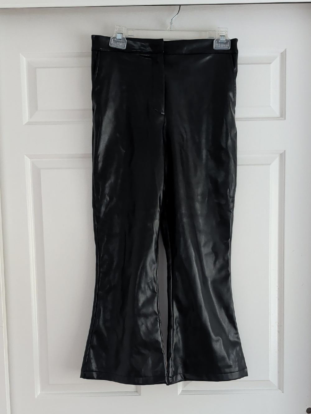 ASOS Design Petite Black Faux Leather Flared Pants